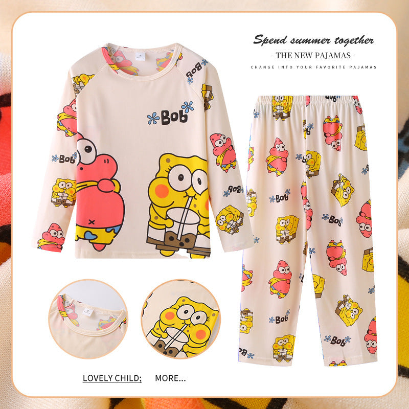 Children's long-sleeved air-conditioning clothing cartoon pajamas spring and autumn suit