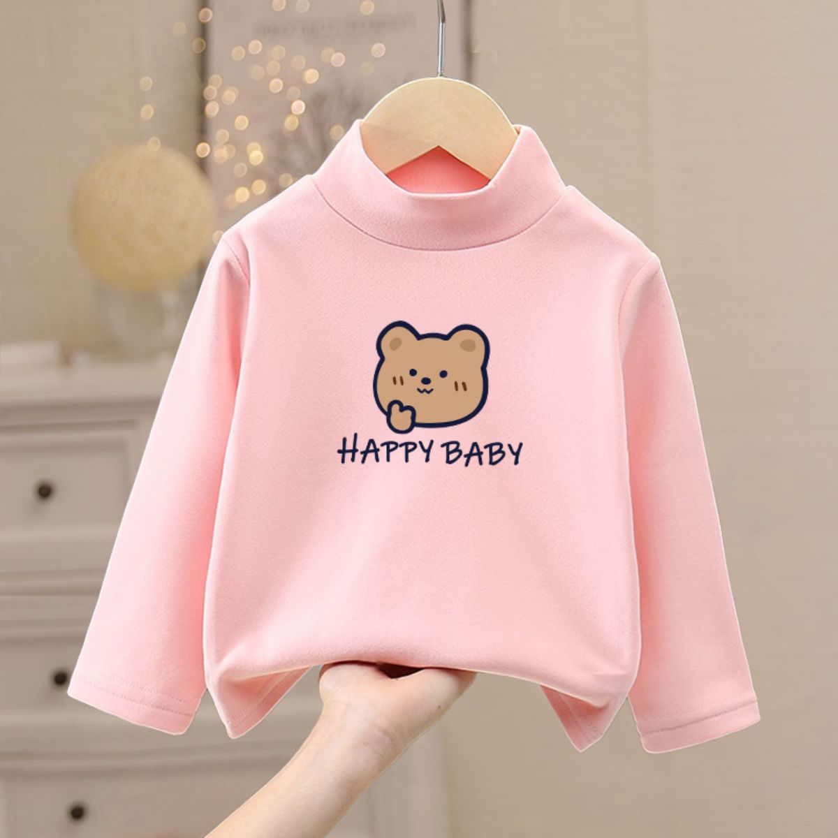 Children's winter German fleece thermal underwear bottoming shirt girls autumn clothes single tops small and medium children half high collar baby