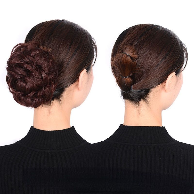 Wig women's clip-on hair band, bun, hair bun, short curly hair, clip-on flower bud head, fluffy big hair band