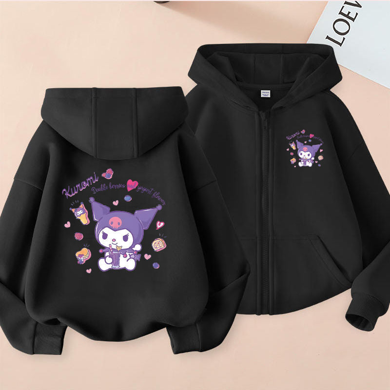 Cute cartoon children's solid color versatile sweater jacket long sleeve autumn and winter new style