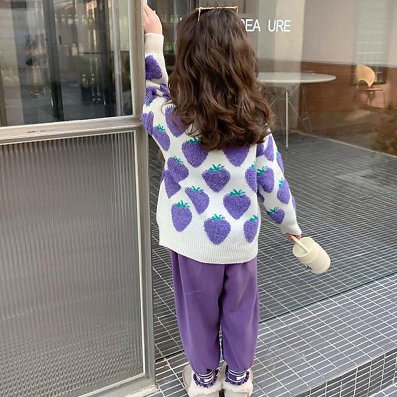 Autumn and winter base knit sweater for little girls thickened top