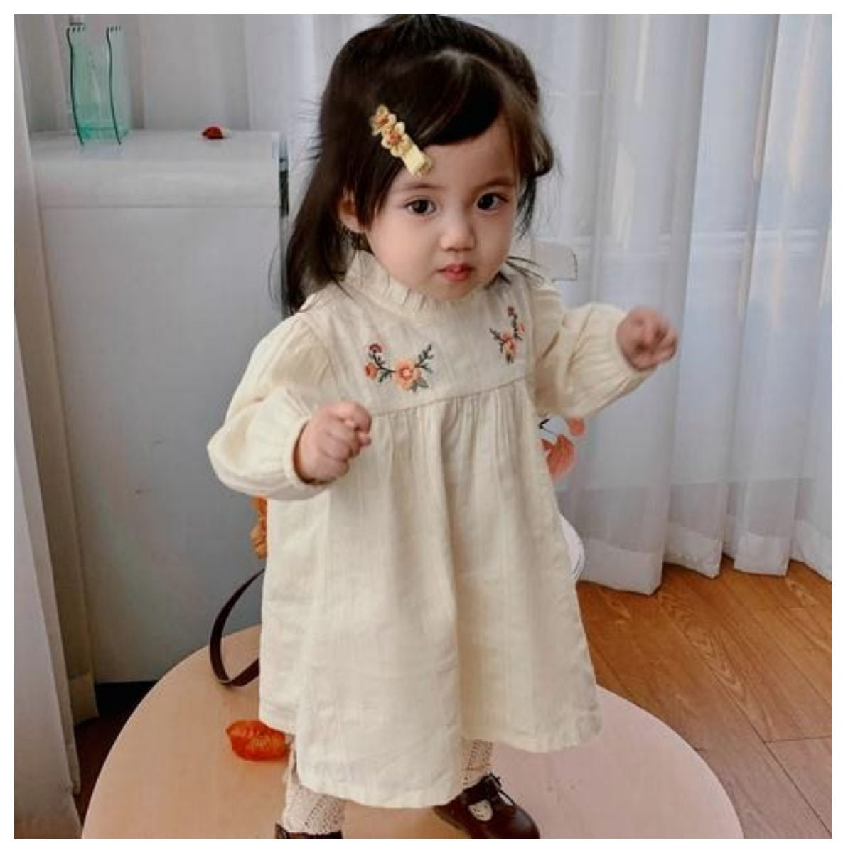 Baby girl spring and autumn floral long sleeve princess dress