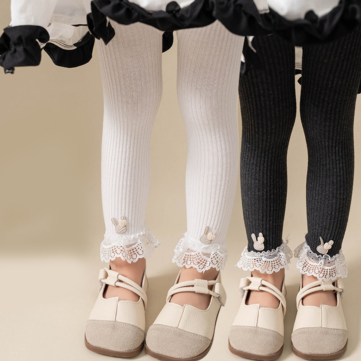 Children's lace bunny cropped leggings