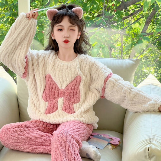 children's autumn and winter coral fleece pajamas set