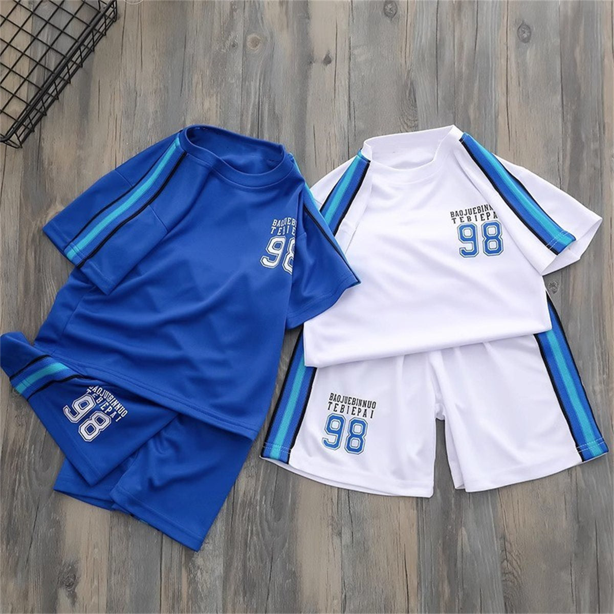 New summer children's basketball suits boys sportswear quick-drying clothes medium and large children's short-sleeved shorts two-piece suit