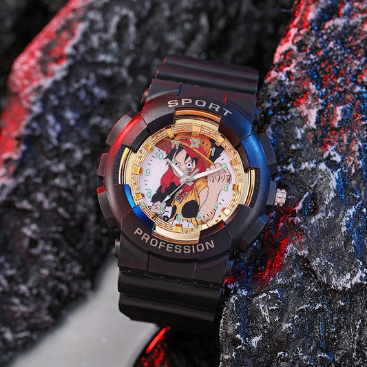 Children's Boys One Piece Cartoon Outdoor Multi-Function Sports Quartz Watch