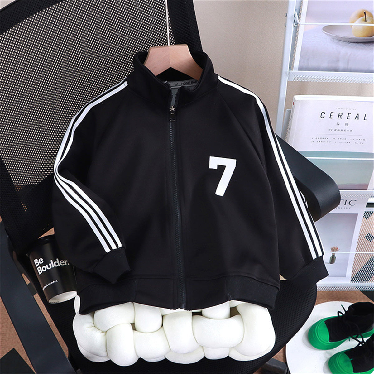 Jacket casual sportswear men's solid color raglan jacket for middle and large kids