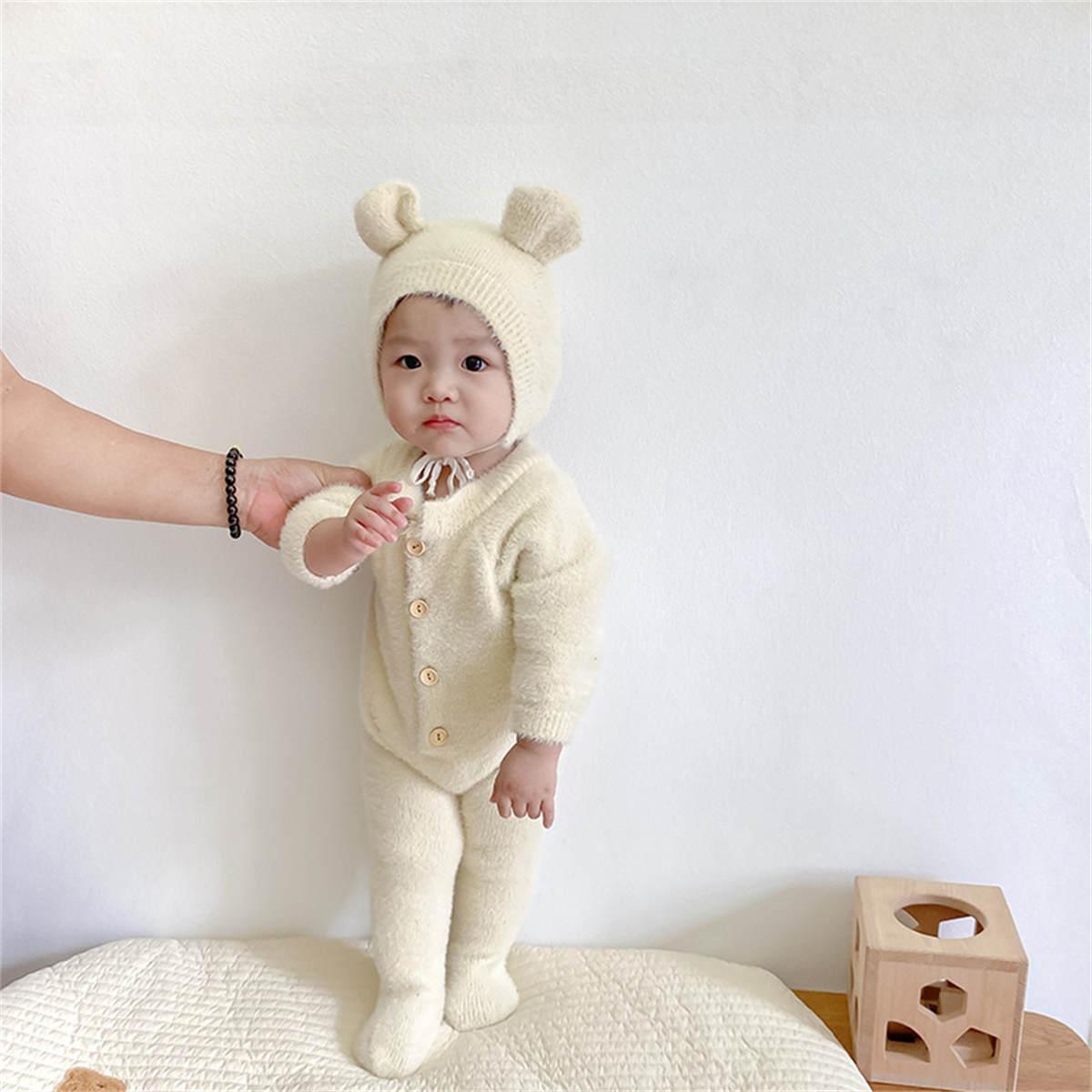 Baby autumn mink fleece bear foot cover crawling clothes