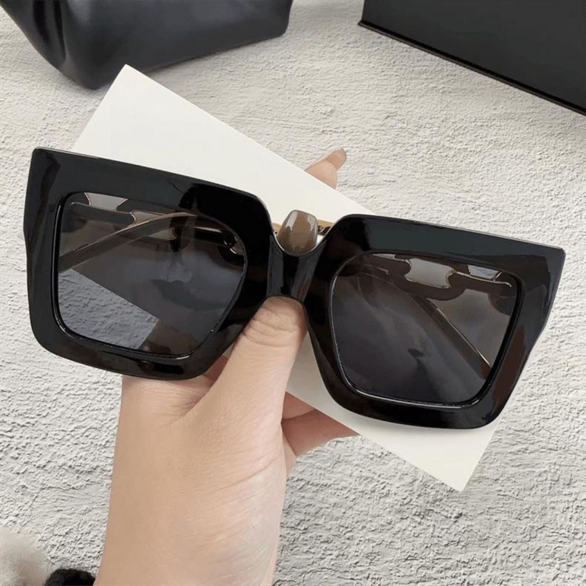 New chain anti-ultraviolet sunglasses European and American fashion square frame women's high-end sunglasses