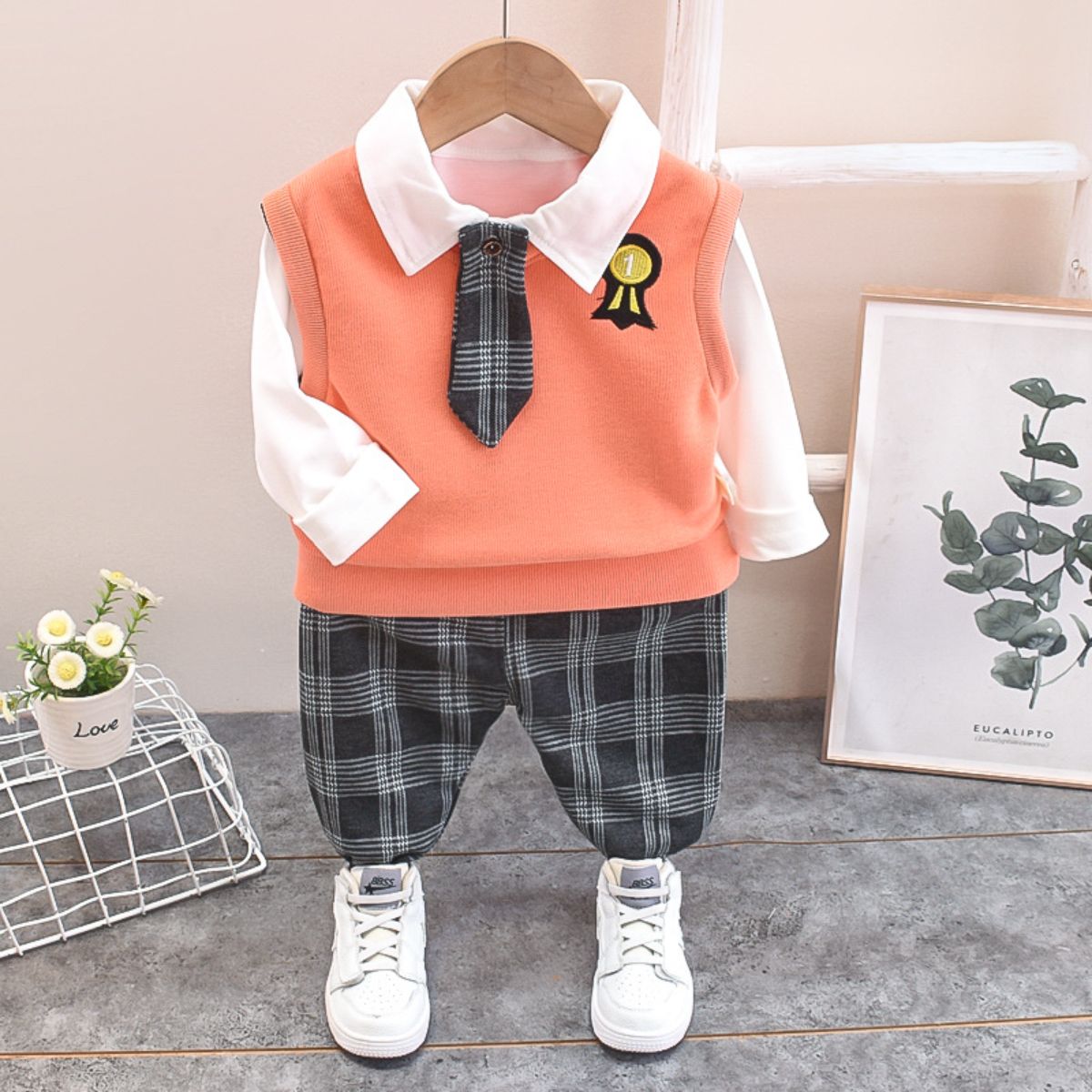 Baby boy autumn suit children's new style girls spring and autumn boys sports three-piece suit