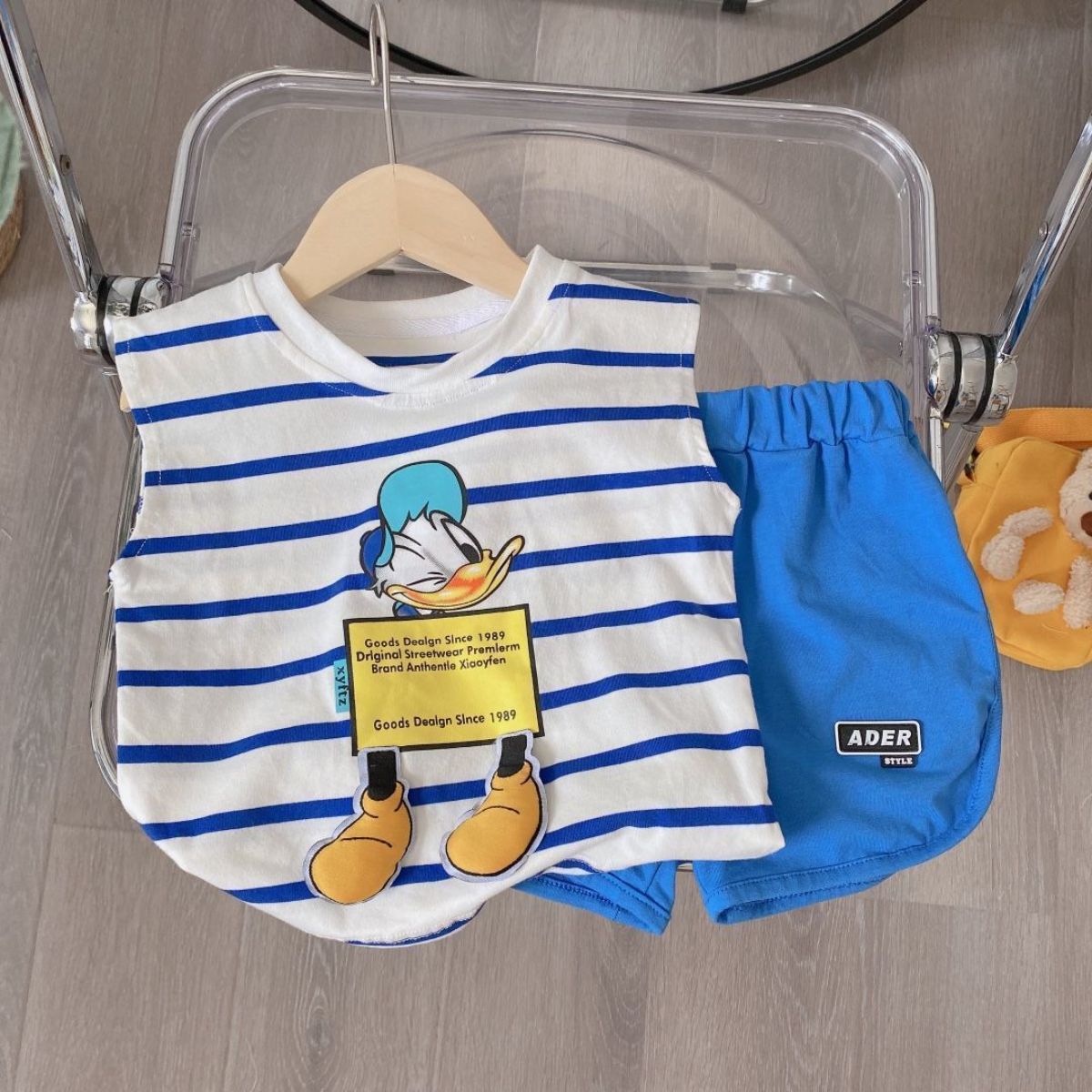 New pure cotton summer boy vest cartoon cute children baby sleeveless T-shirt shorts top T two-piece suit