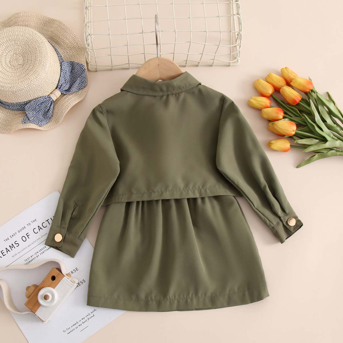 Girls autumn new long-sleeved tops and short skirts 2-piece suit