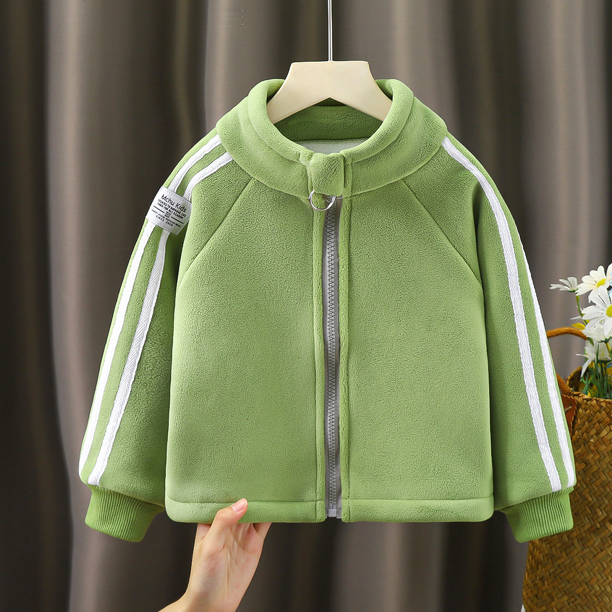 Thickened one-piece fleece jacket for middle and large children