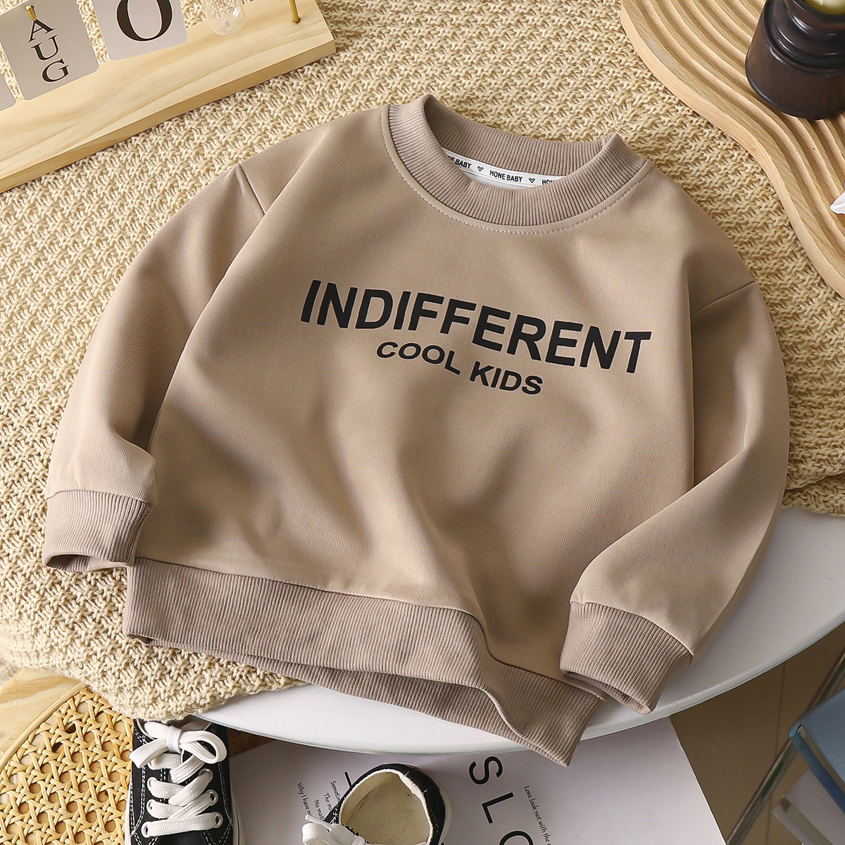 Spring and Autumn Children's Pullover Sweater Long Sleeve Letter Printed Casual Loose Boys and Girls Baby Tops Jacket