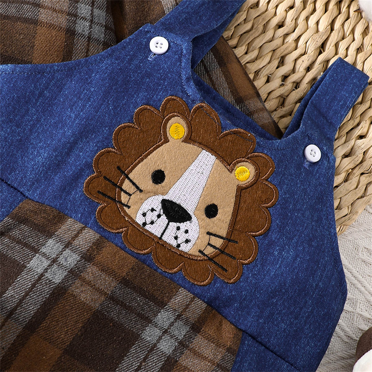 Boys&#39; spring and autumn two piece shirt and overalls suit