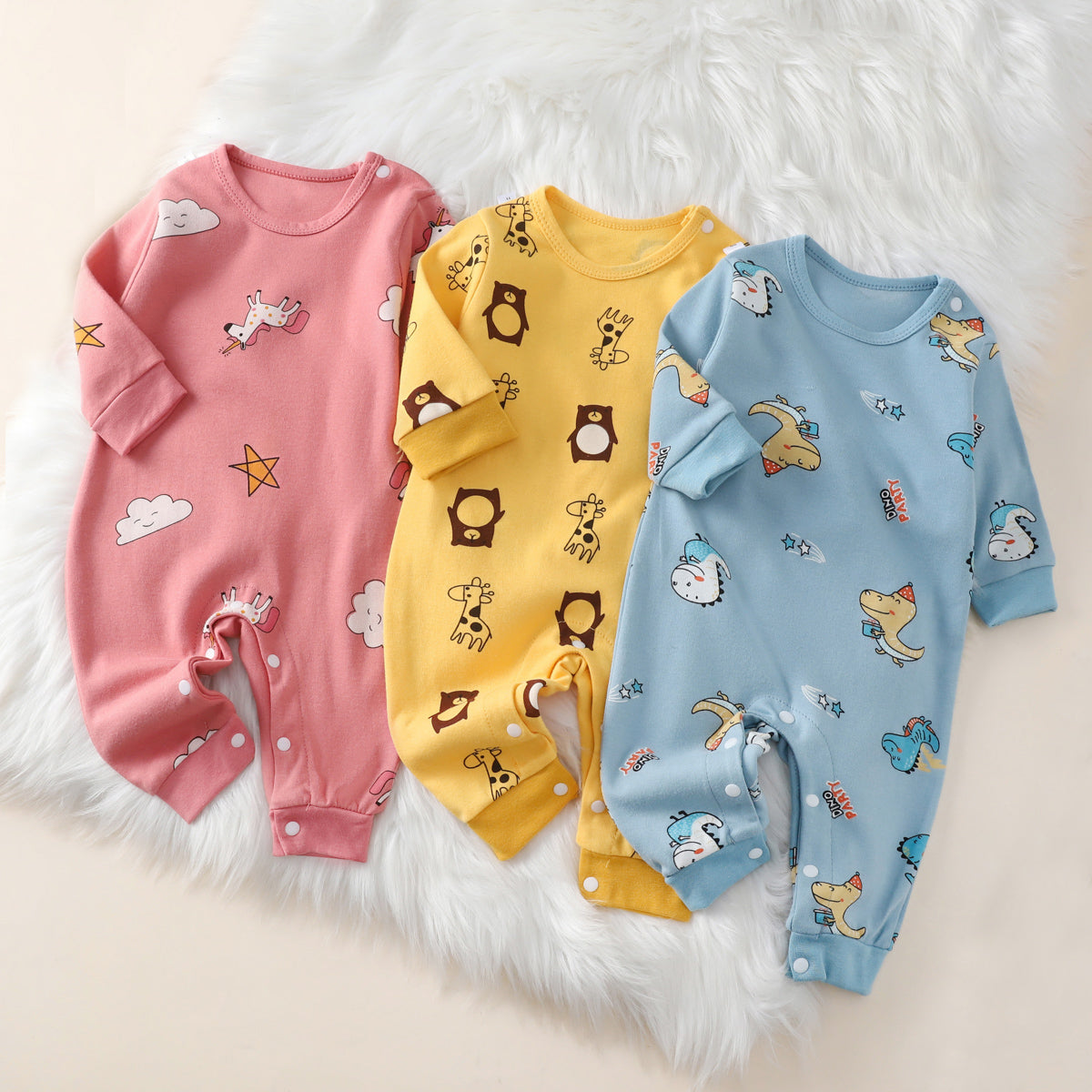 Baby spring and autumn cartoon romper long sleeve long pants newborn baby romper