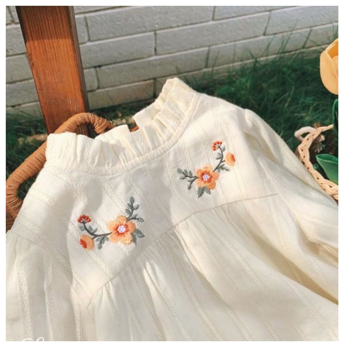 Baby girl spring and autumn floral long sleeve princess dress