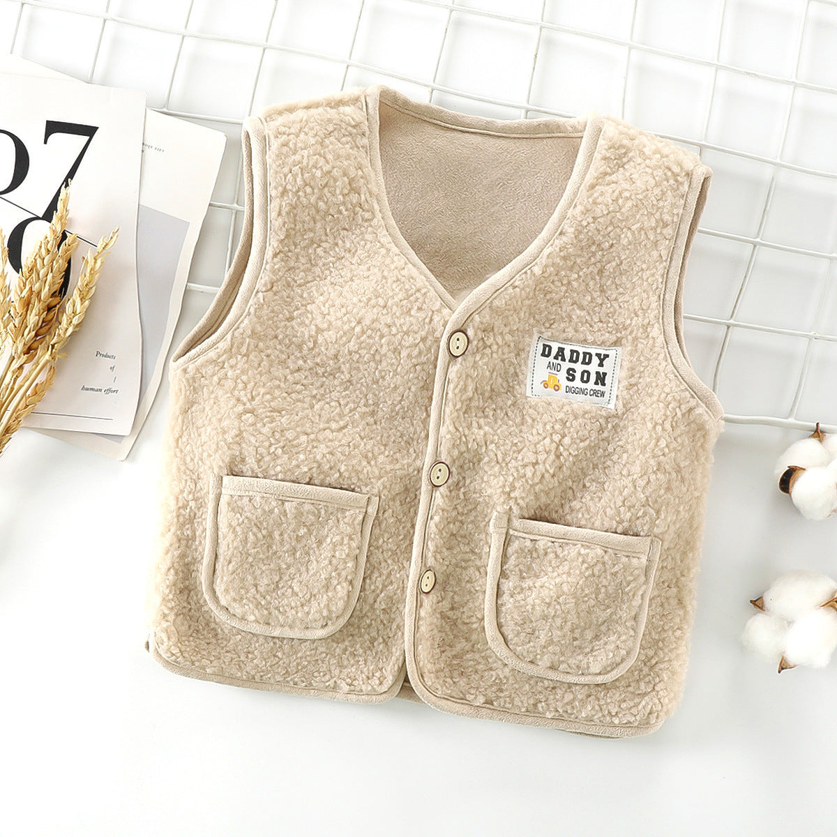 New children's polar fleece vest autumn and winter thickened baby cardigan warm men and women bottoming coat