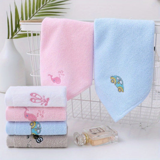 Embroidered cartoon cute cotton soft hangable absorbent children's square towel