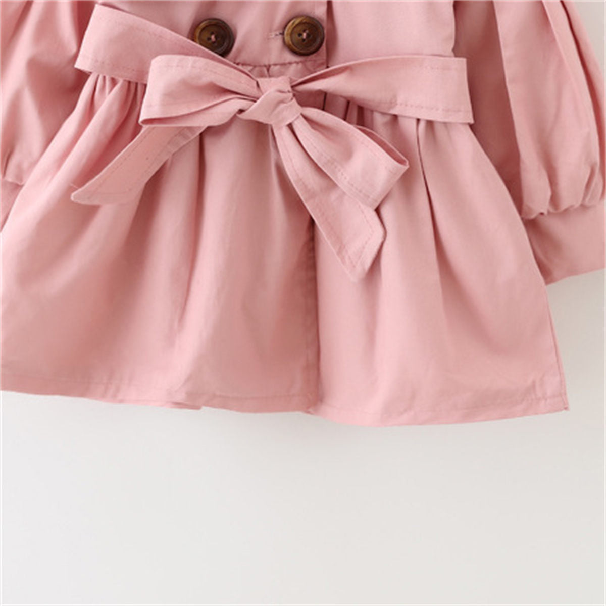 Girls' lapel solid color long sleeve windbreaker