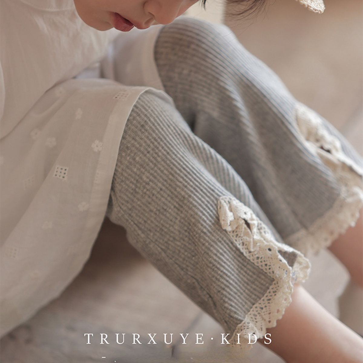 Little girl bell-bottom pants spring and autumn new style outer wear fashionable female treasure pearl lace bell-bottom pants