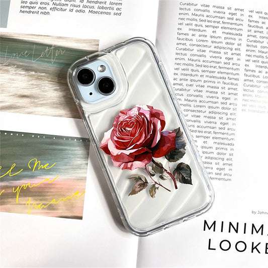 Apple transparent soft shell water ripple elegant ladies rose mobile phone case