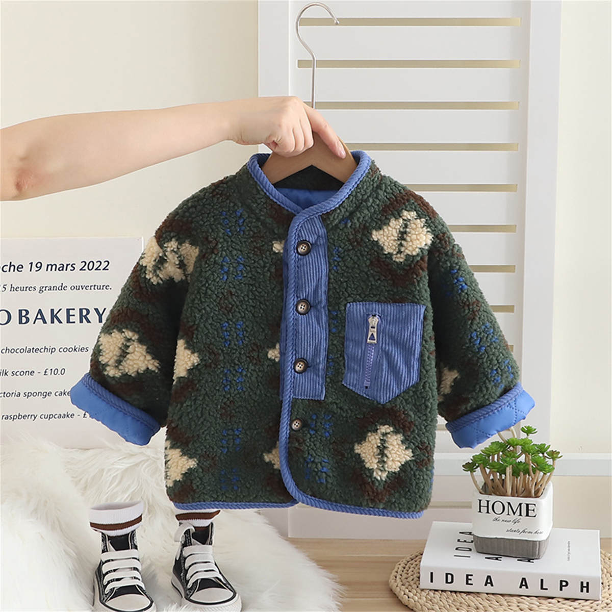 Baby boy's winter warm lambskin cotton clothes