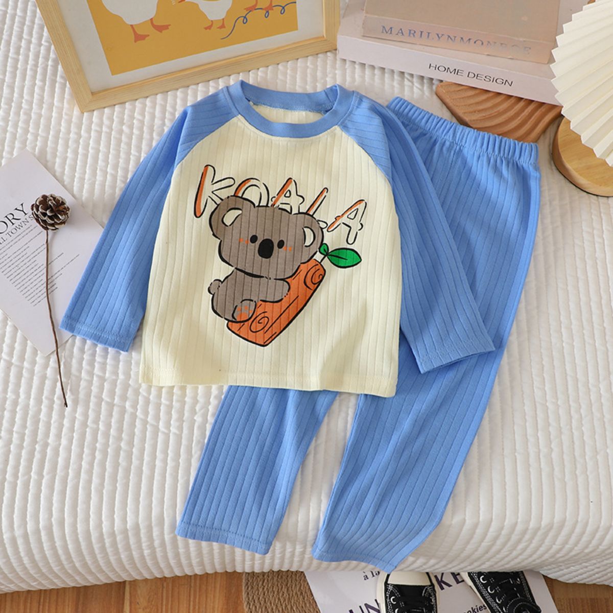 New autumn jacquard cotton suits for boys and girls long-sleeved underwear autumn clothes autumn trousers children's pajamas home clothes