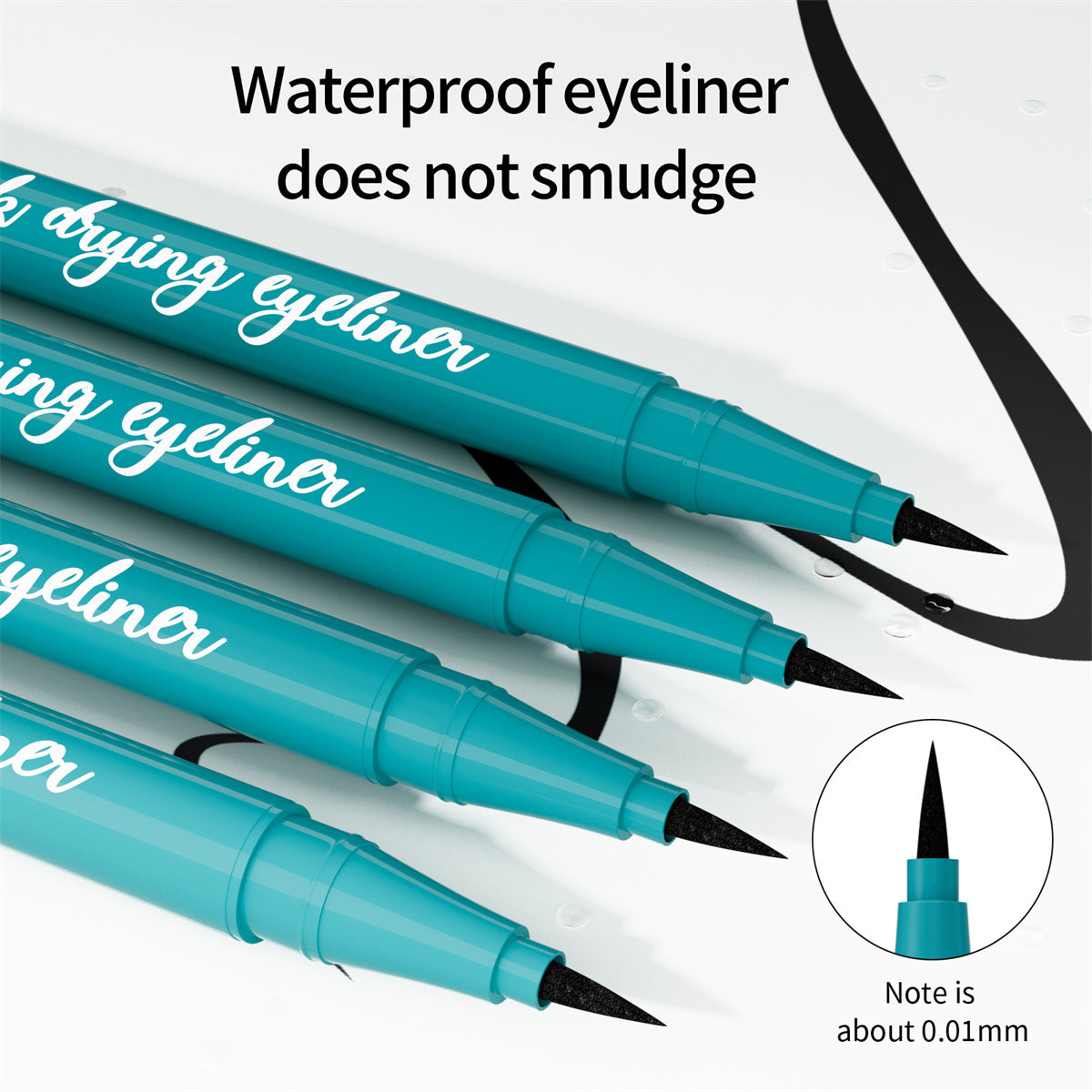 Cool black quick-drying eyeliner that does not fall off or smudge, waterproof and sweat-resistant eyeliner