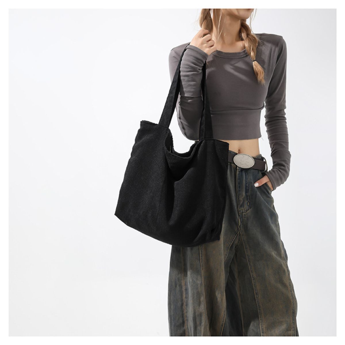 Corduroy Tote Bag Simple Retro Shoulder Bag