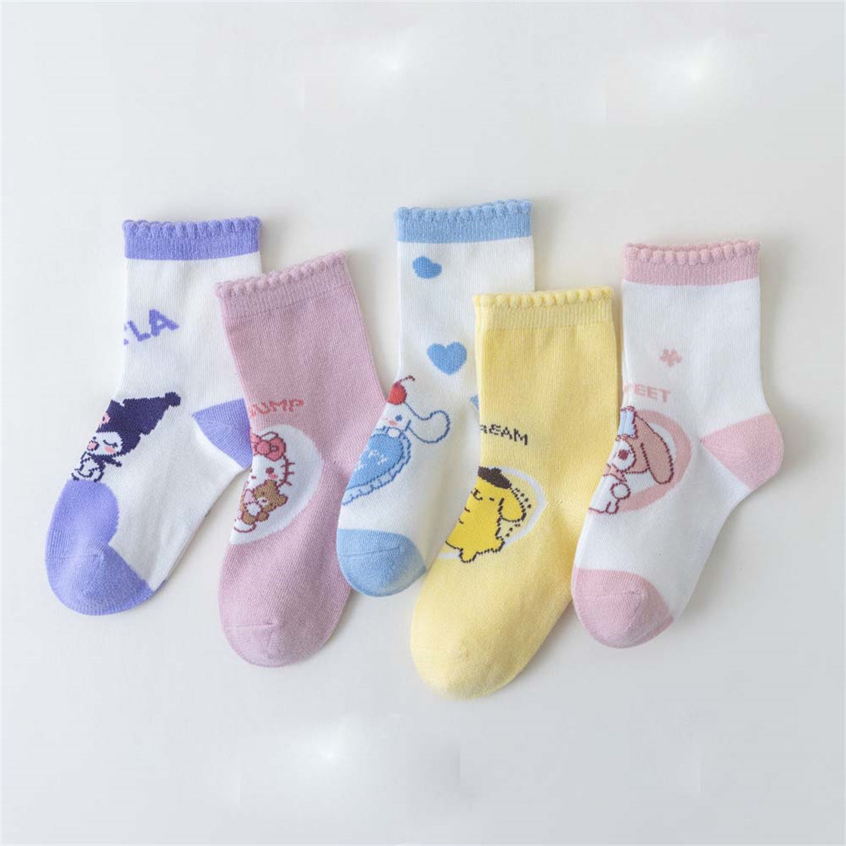 Children's girls five-piece set cute Sanrio pure cotton no-stuffy no-pilling cartoon socks