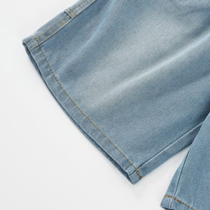 Multi-Pocket Denim Shorts