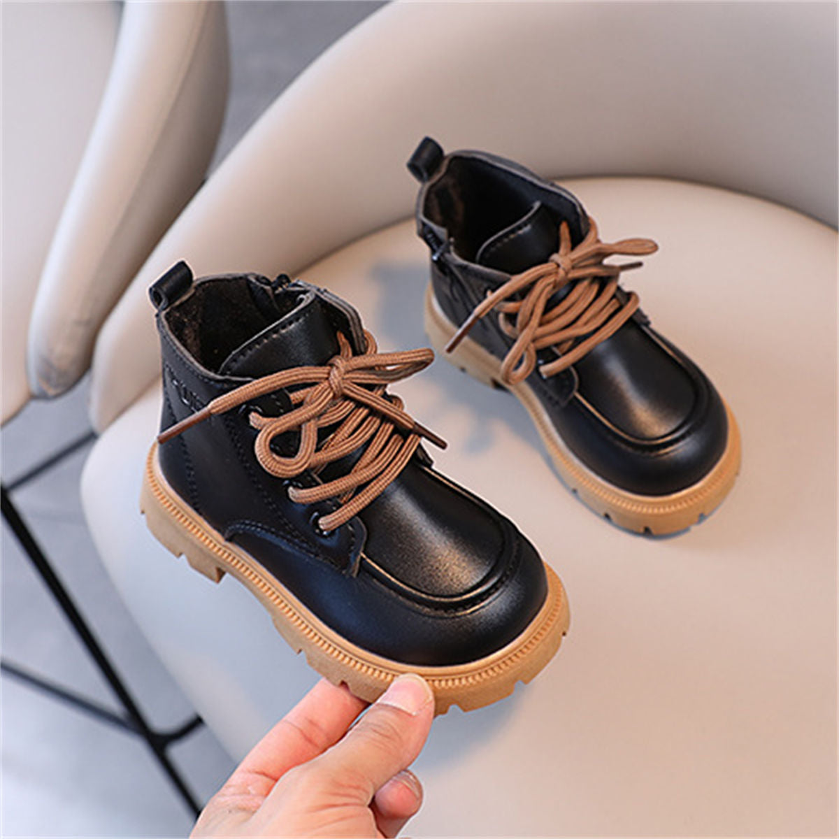 Children's and boys' winter color matching simple and fashionable waterproof Martin boots