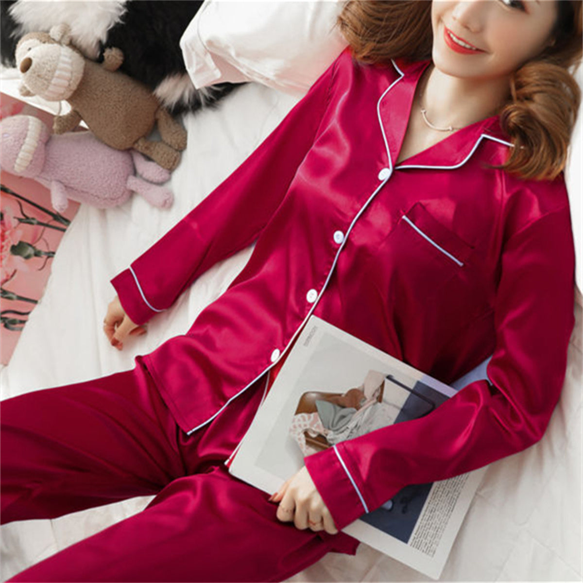 Women's 2-piece ice silk pajamas set