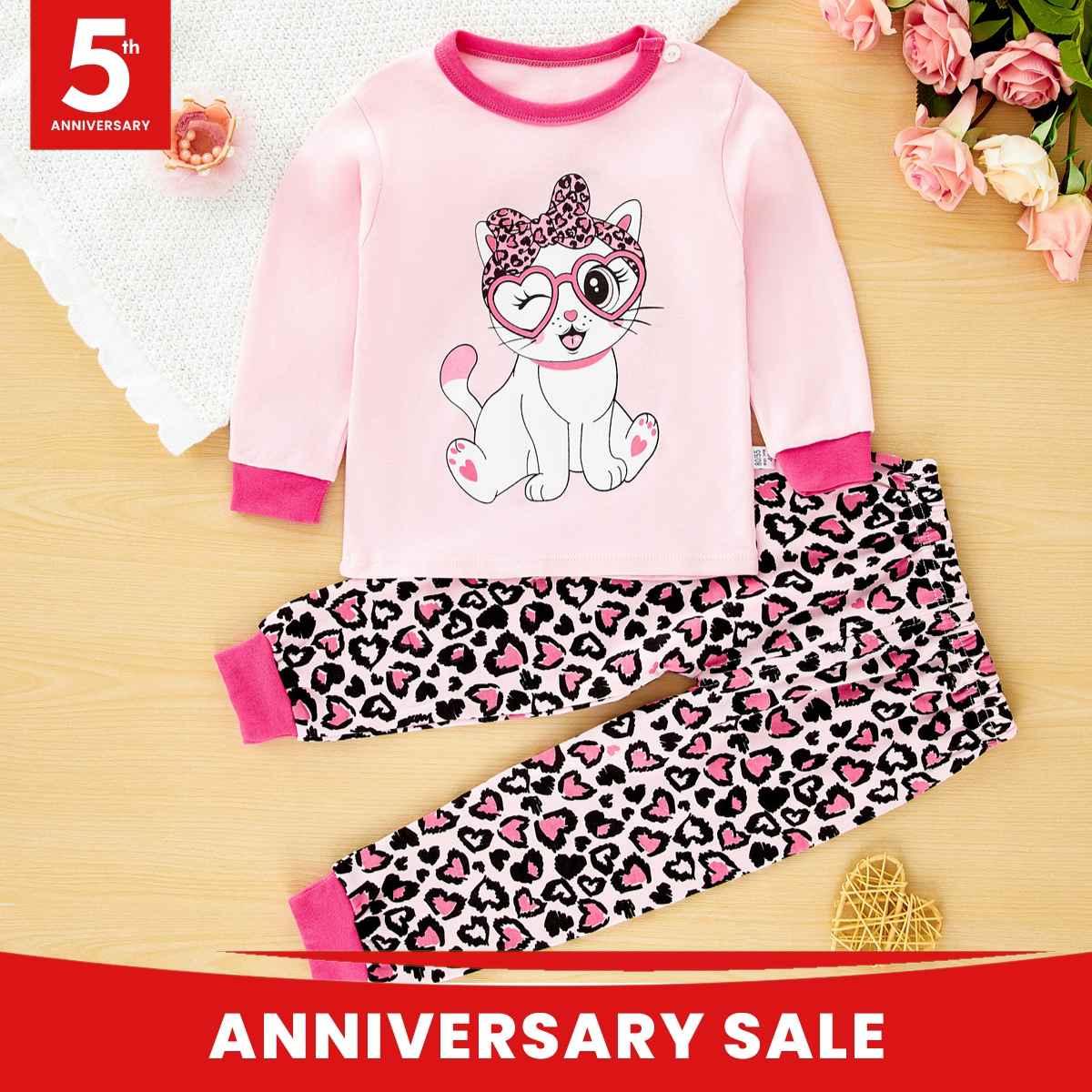 Girls cartoon cute cat home wear suit