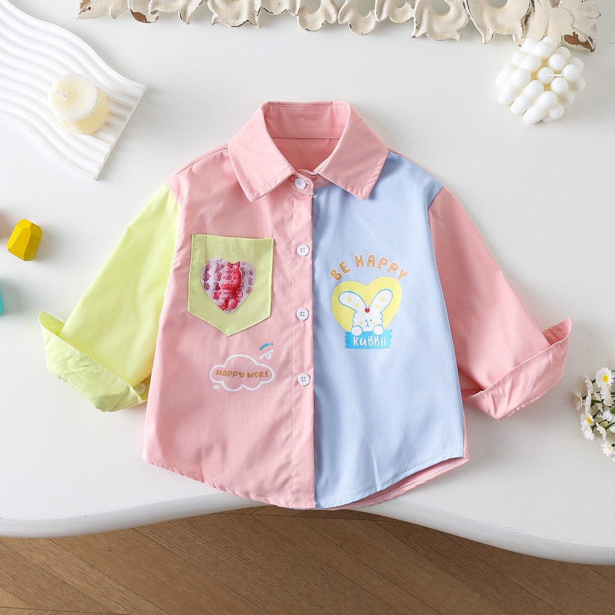 Autumn long-sleeved loose shirt for small and medium-sized children and girls