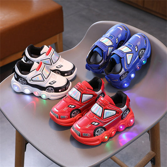 Little boy autumn luminous racing style cool sports shoes