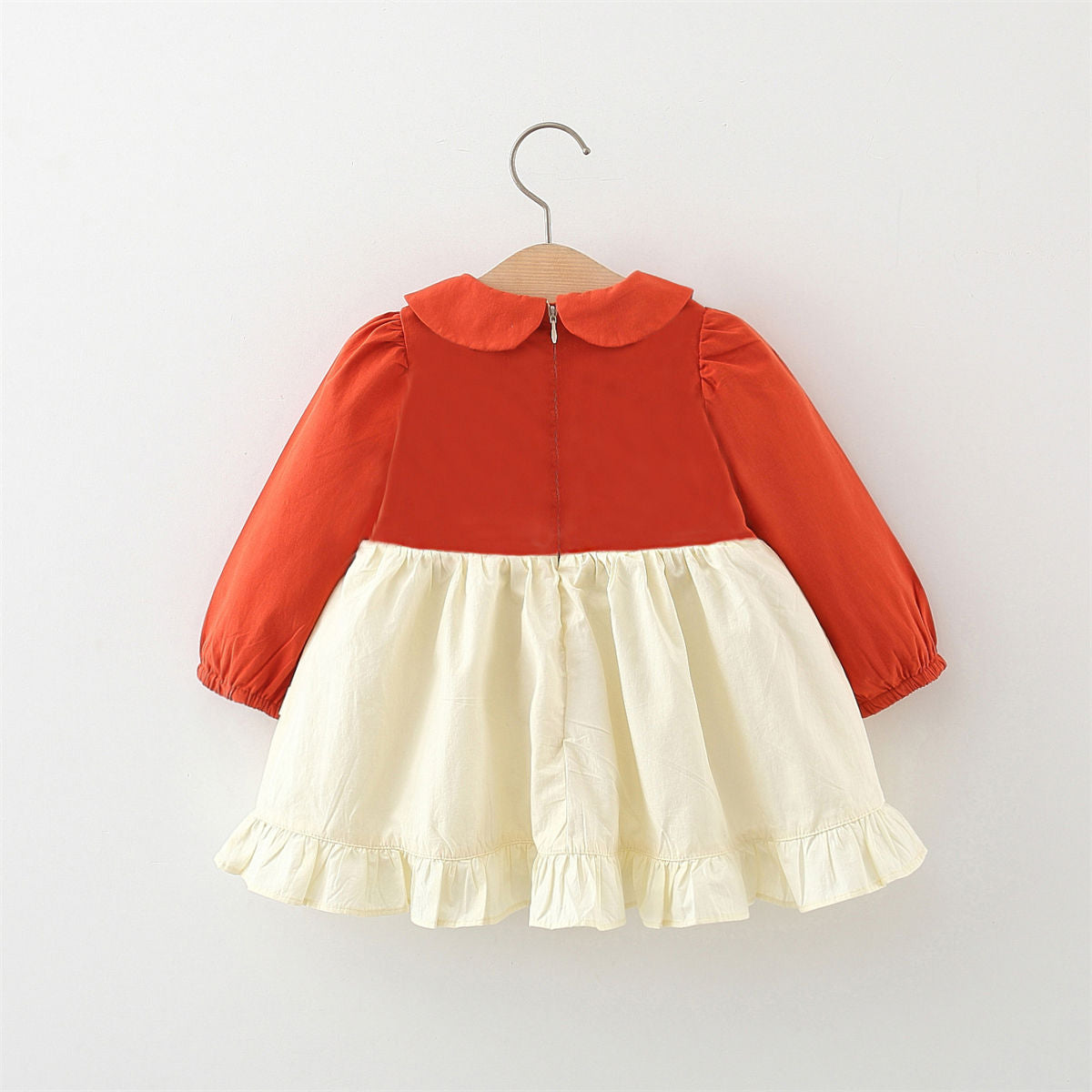 Girls dress spring and autumn pumpkin orange cotton princess dress