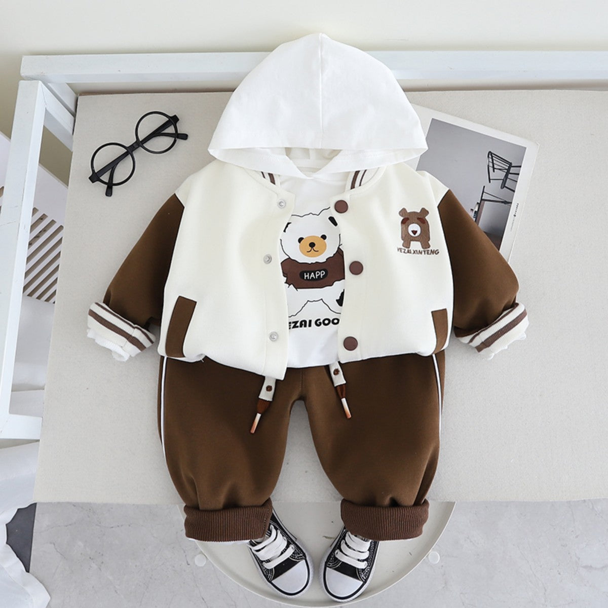 Children's clothing boys sweatshirt spring and autumn suit new children's casual style baseball uniform three-piece suit clothes for boys