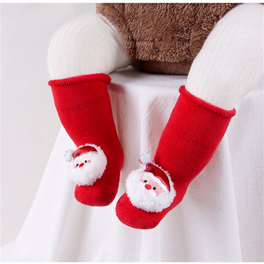 Baby autumn and winter style furry Christmas doll warm non-slip baby socks