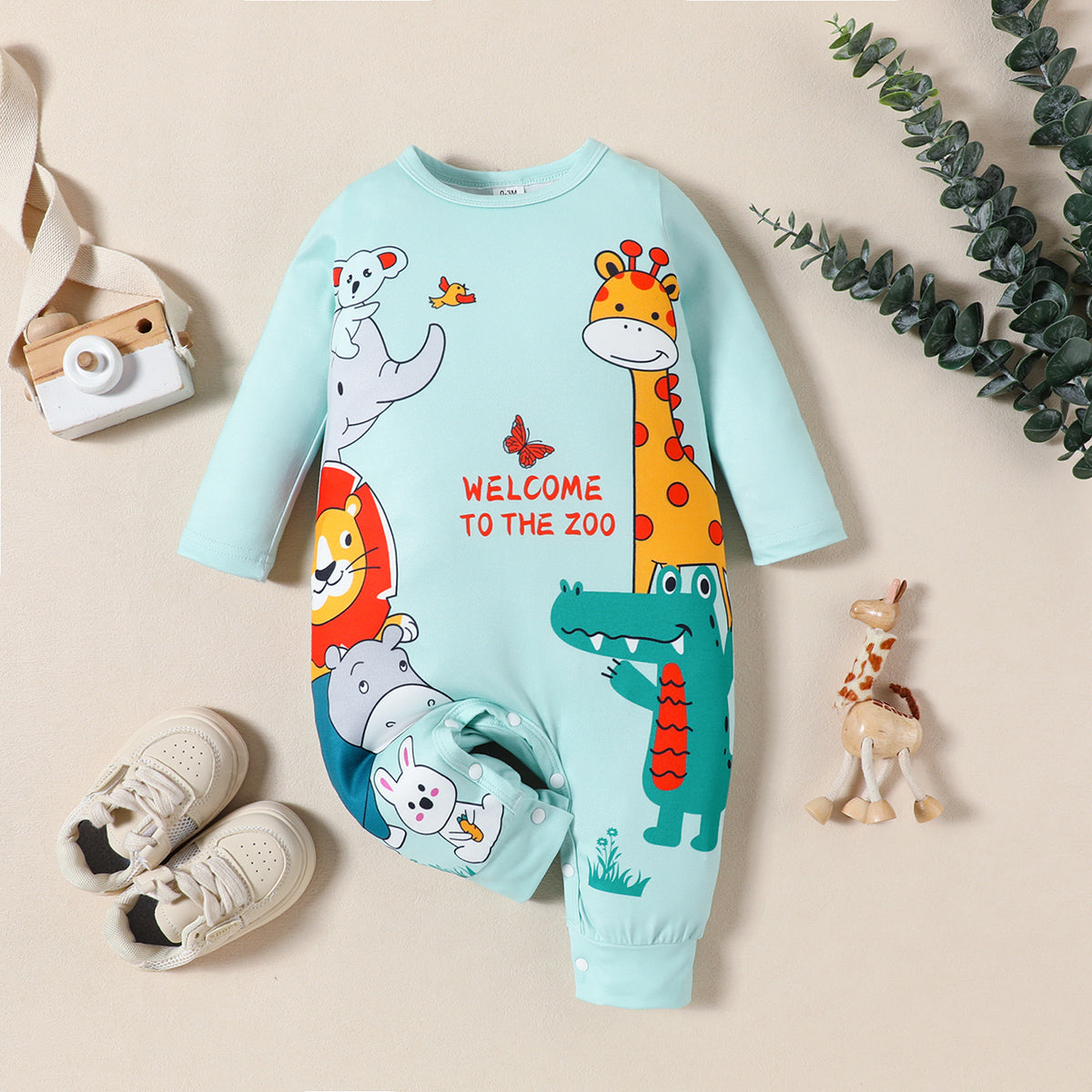 Infant and toddler jumpsuits for spring and autumn. Cartoon animal patterned baby boys' comfortable jumpsuits