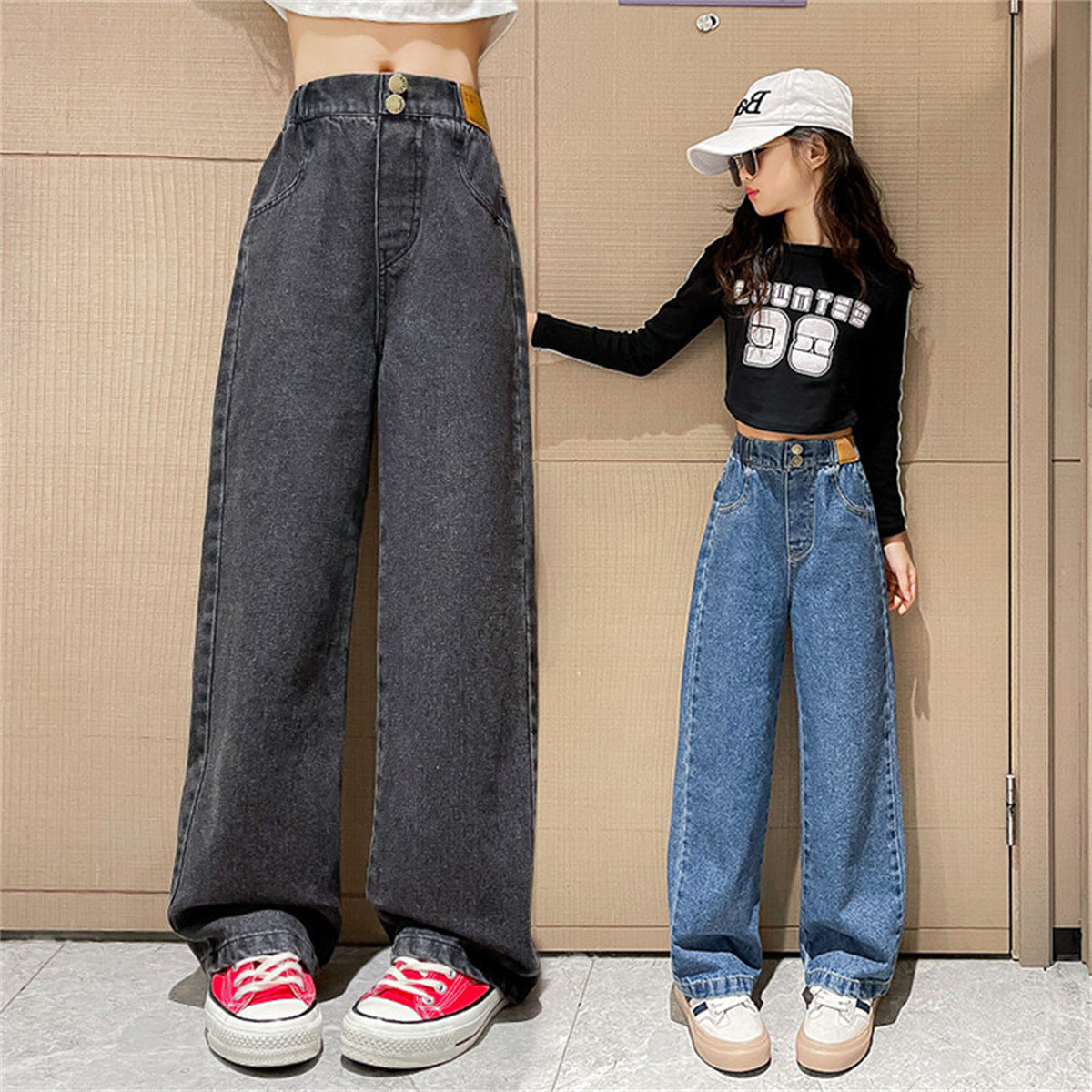 Girls' loose straight pants autumn style jeans