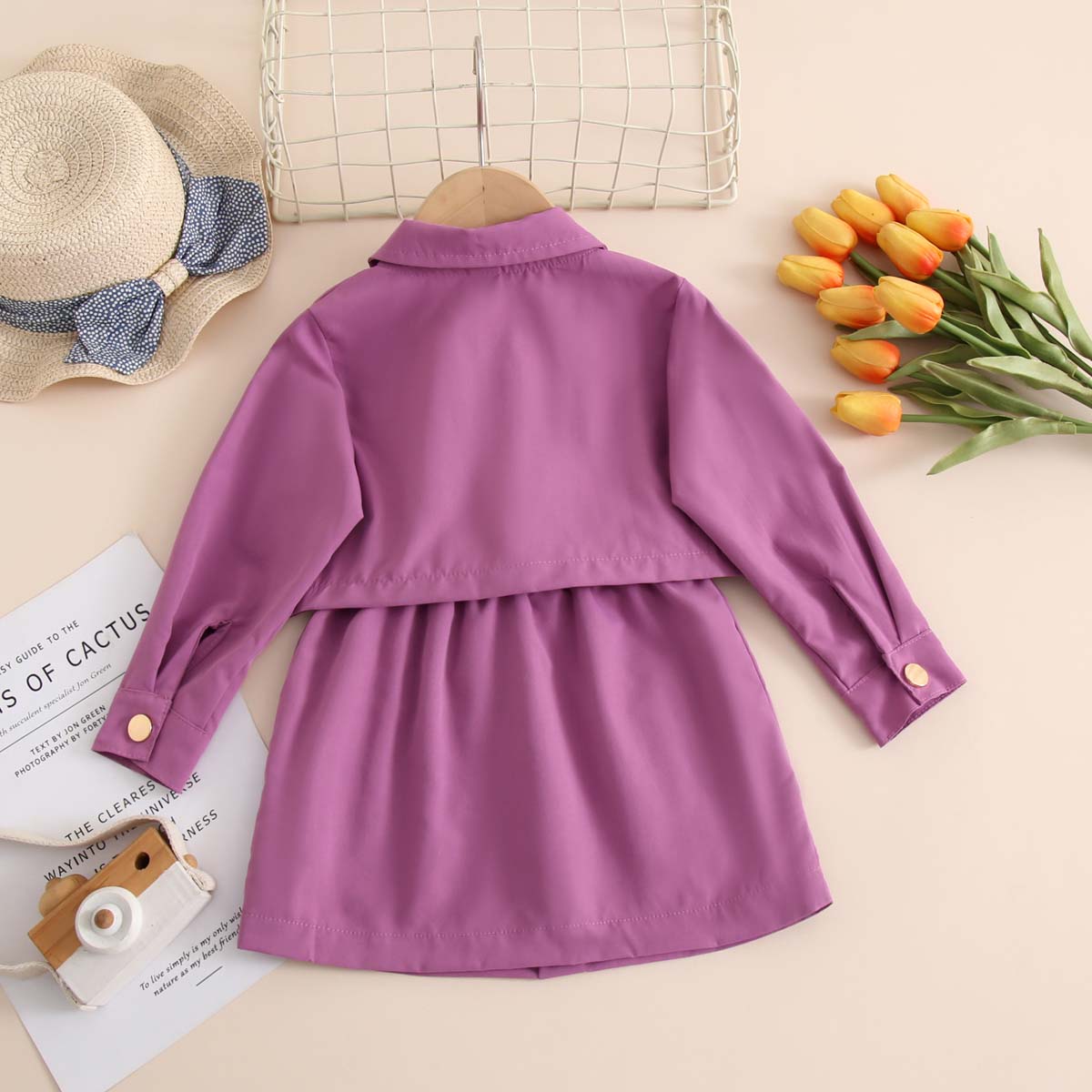 Girls autumn new long-sleeved tops and short skirts 2-piece suit