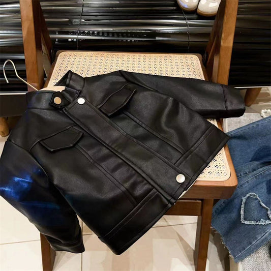 New autumn children's leather jacket