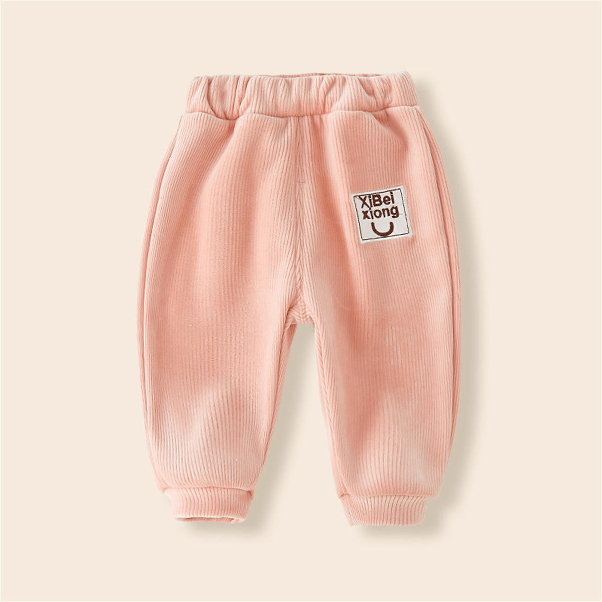 Baby Autumn and Winter Padded Warm Sweatpants Drawstring Legs