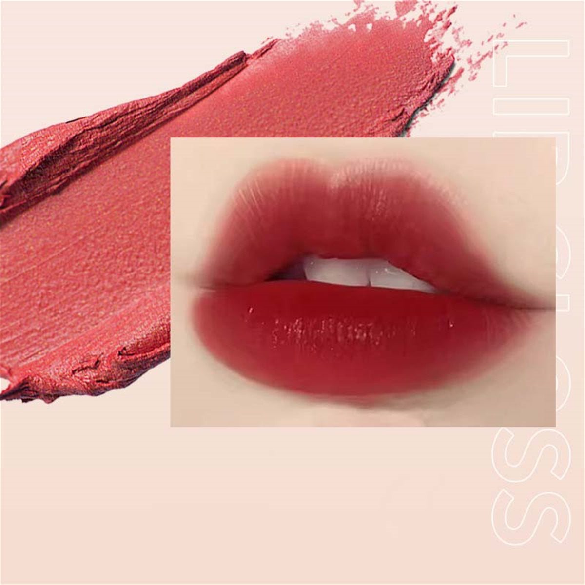 Matte velvet lip glaze with soft mist and watery texture that shows lip color and is not easy to fade