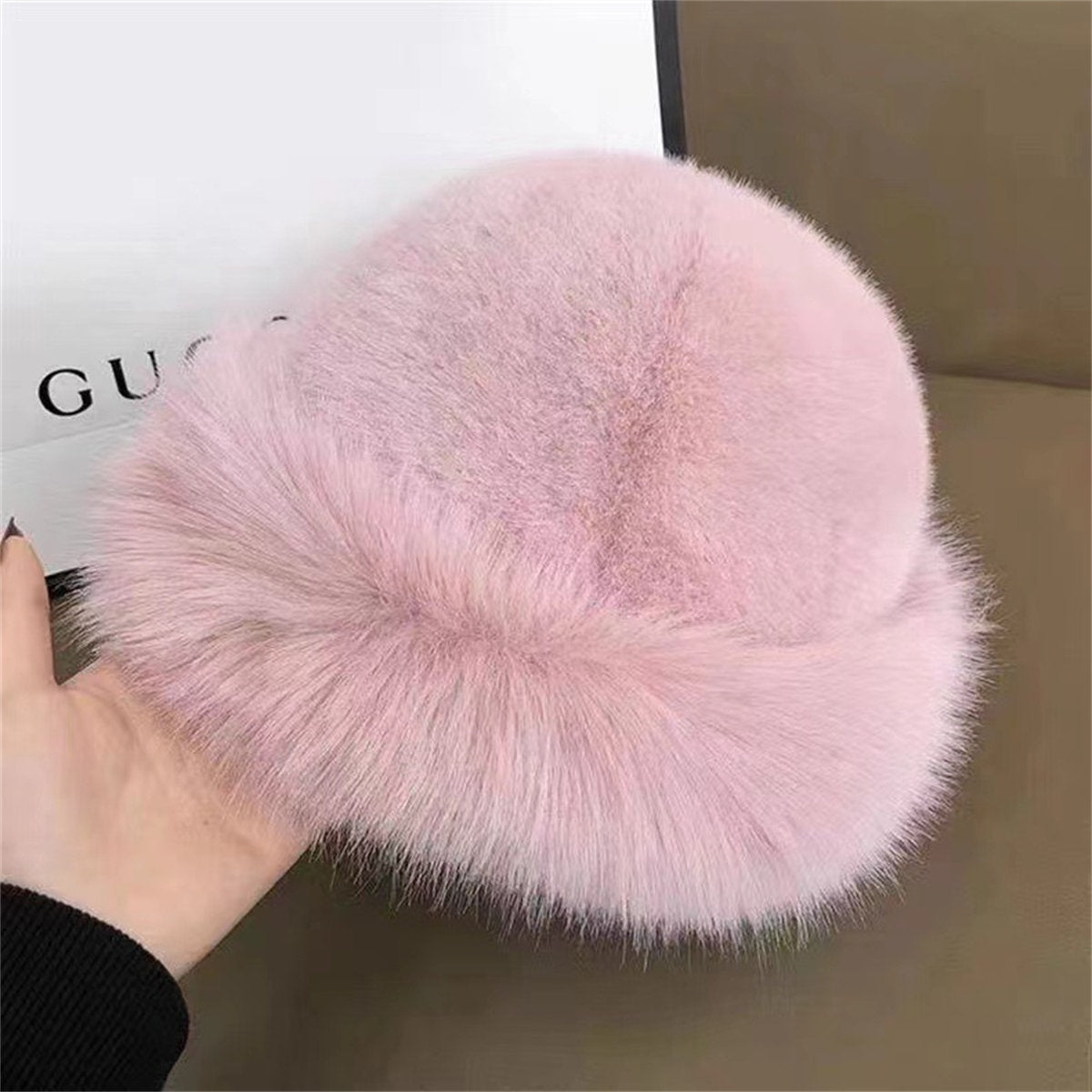 Women's winter plush thick warm fashion windproof cold protection basin hat