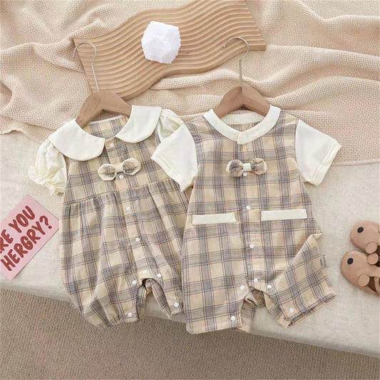 Baby jumpsuit summer thin children's triangle romper POLO shirt