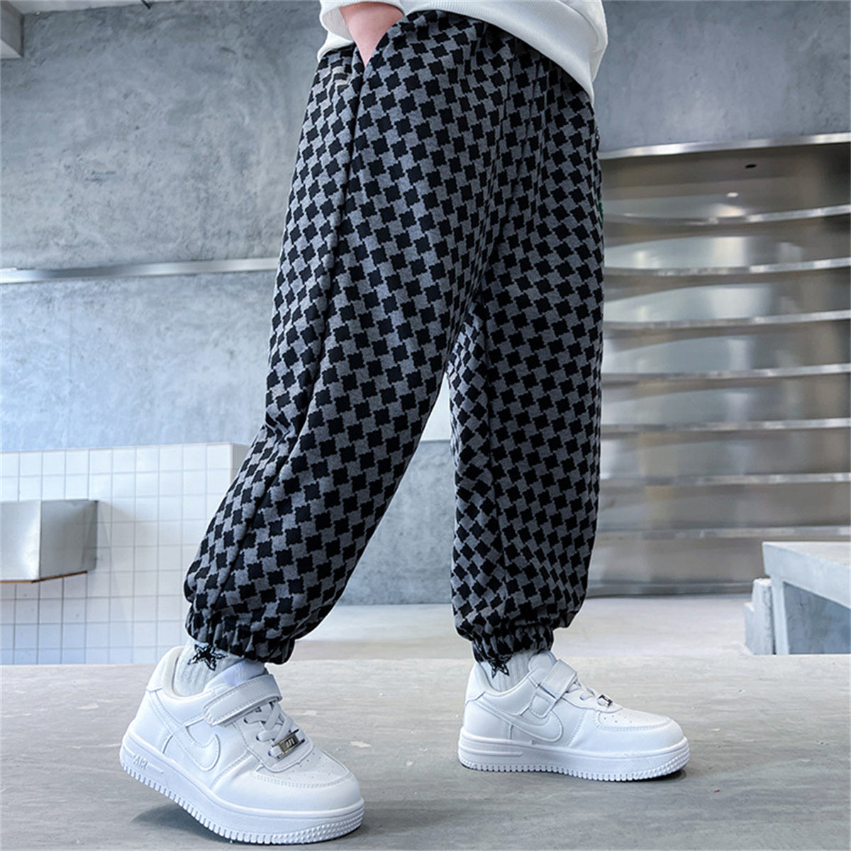 Children's Fashion Plaid Sweatpants Boys Loose Casual Sports Pants