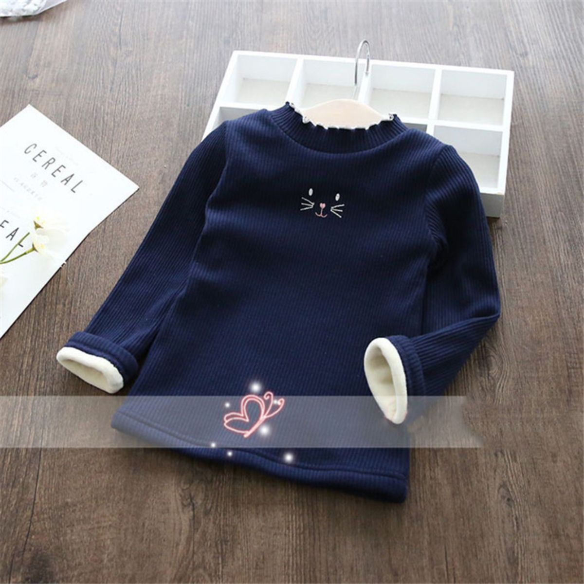 Girls Plush Bottoming Shirt Autumn and Winter Ruffled Thickened Warm T-shirt Children Baby All-match Fleece Sweater